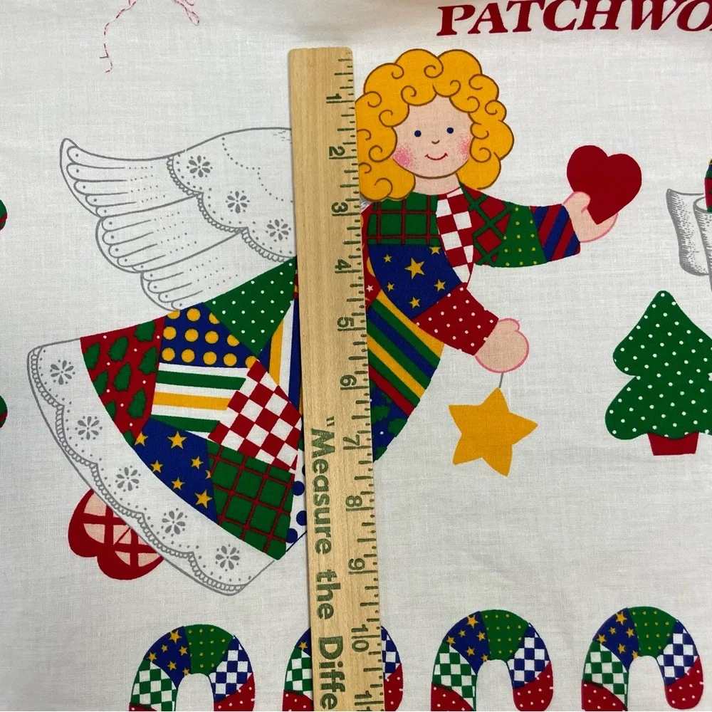 Vintage Christmas Applique Fabric Panel No Sew Patchwork Santa Angel Hearts #K15